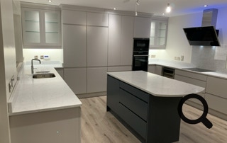 painted handleless kitchen